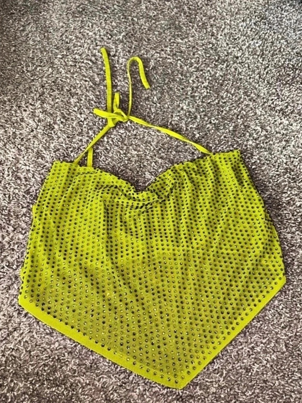 Akira Studded Green Crop Top Size Medium Like New